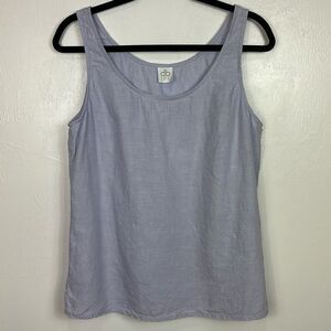 db Life Linen Sleeveless Scoop Neck Tank Top In Lavender Size M